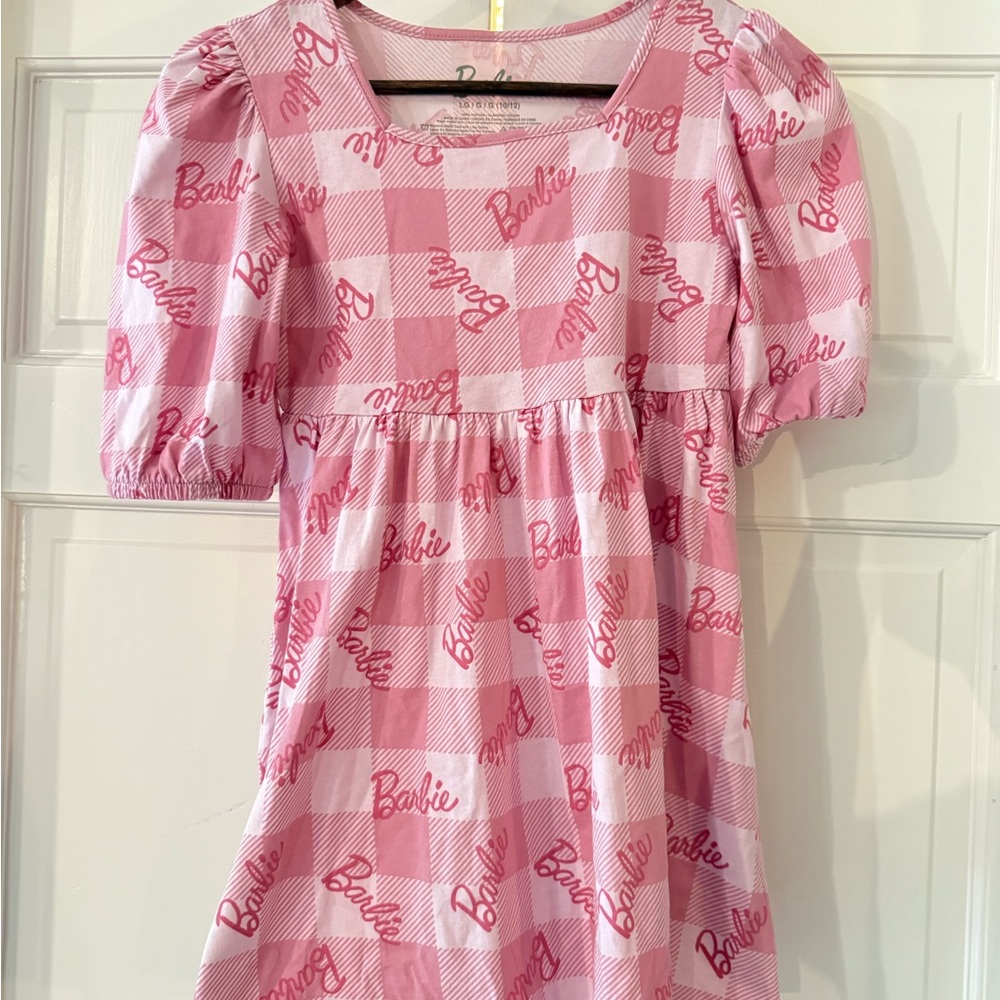 Girl's Size Large (10-12) Barbie Cotton Short Sleeve Dress Pink